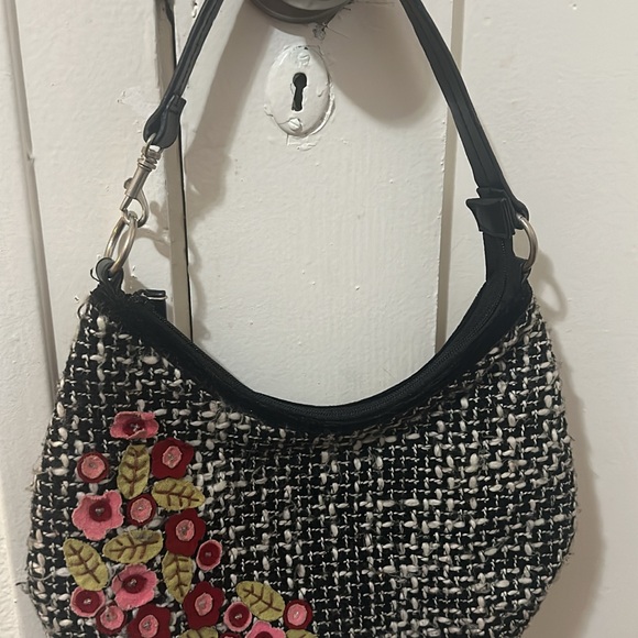 VINTAGE HOBO TWEED FLORAL DESIGN HANDBAG - Picture 2 of 5